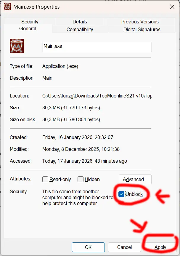 MU Online first start: run main.exe from the game folder