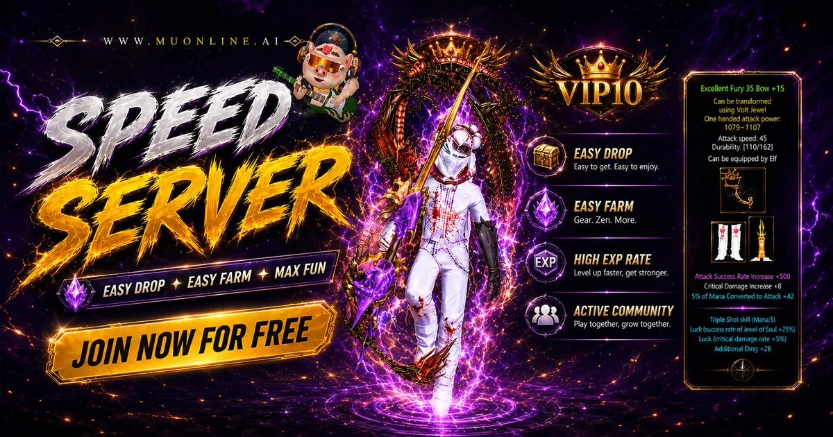 Speed Realm MU Online Grand Opening Friday 10 July 2026 with 99999x XP